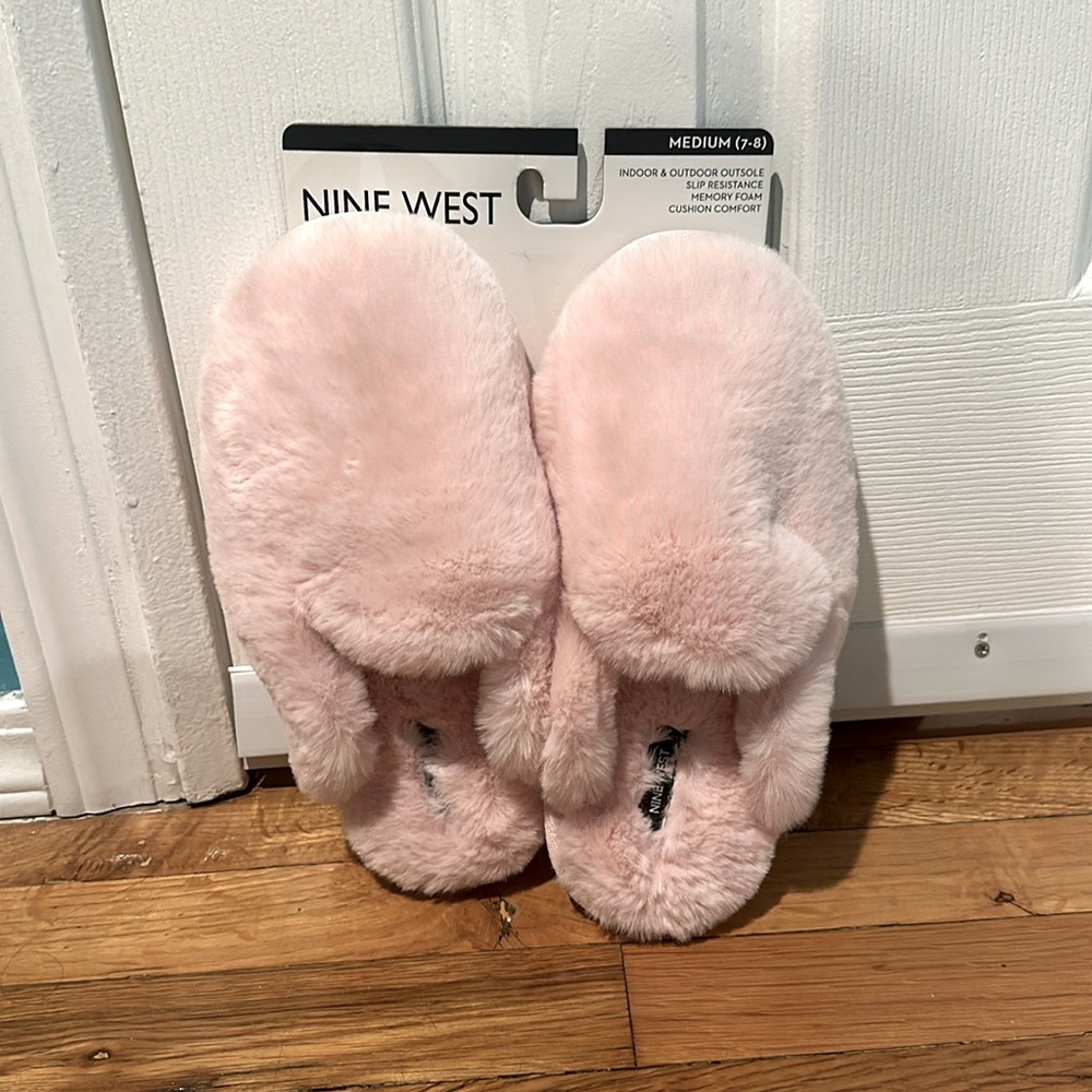 Pink Nine West Ladies Slippers size 7-8 medium.